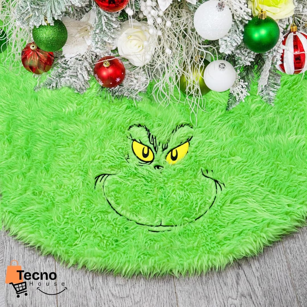 Falda para Árbol de Navidad del Grinch 122 cm – Alfombra Navideña Peludita Decorativa
